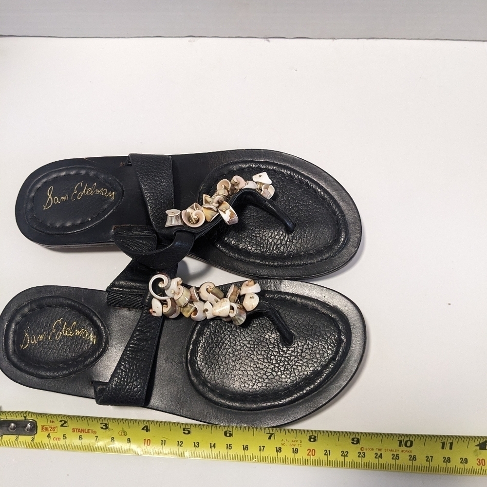 Sam Edelman Black Sandals with Shell Accents Leather Uppers Size 6 - Picture 6 of 8